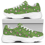 Green Zombie Pattern Print White Chunky Shoes