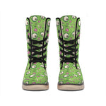 Green Zombie Pattern Print Winter Boots