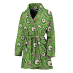 Green Zombie Pattern Print Women's Bathrobe