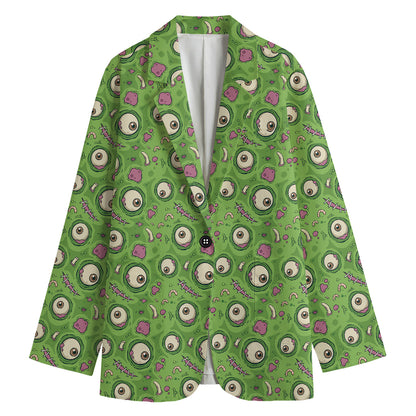 Green Zombie Pattern Print Women's Blazer
