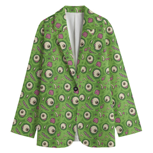 Green Zombie Pattern Print Women's Blazer