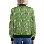 Green Zombie Pattern Print Women's Bomber Jacket