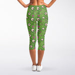 Green Zombie Pattern Print Women's Capri Leggings