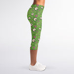 Green Zombie Pattern Print Women's Capri Leggings