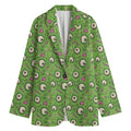 Green Zombie Pattern Print Women's Cotton Blazer
