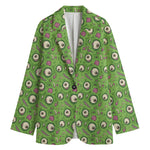 Green Zombie Pattern Print Women's Cotton Blazer