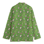 Green Zombie Pattern Print Women's Cotton Blazer