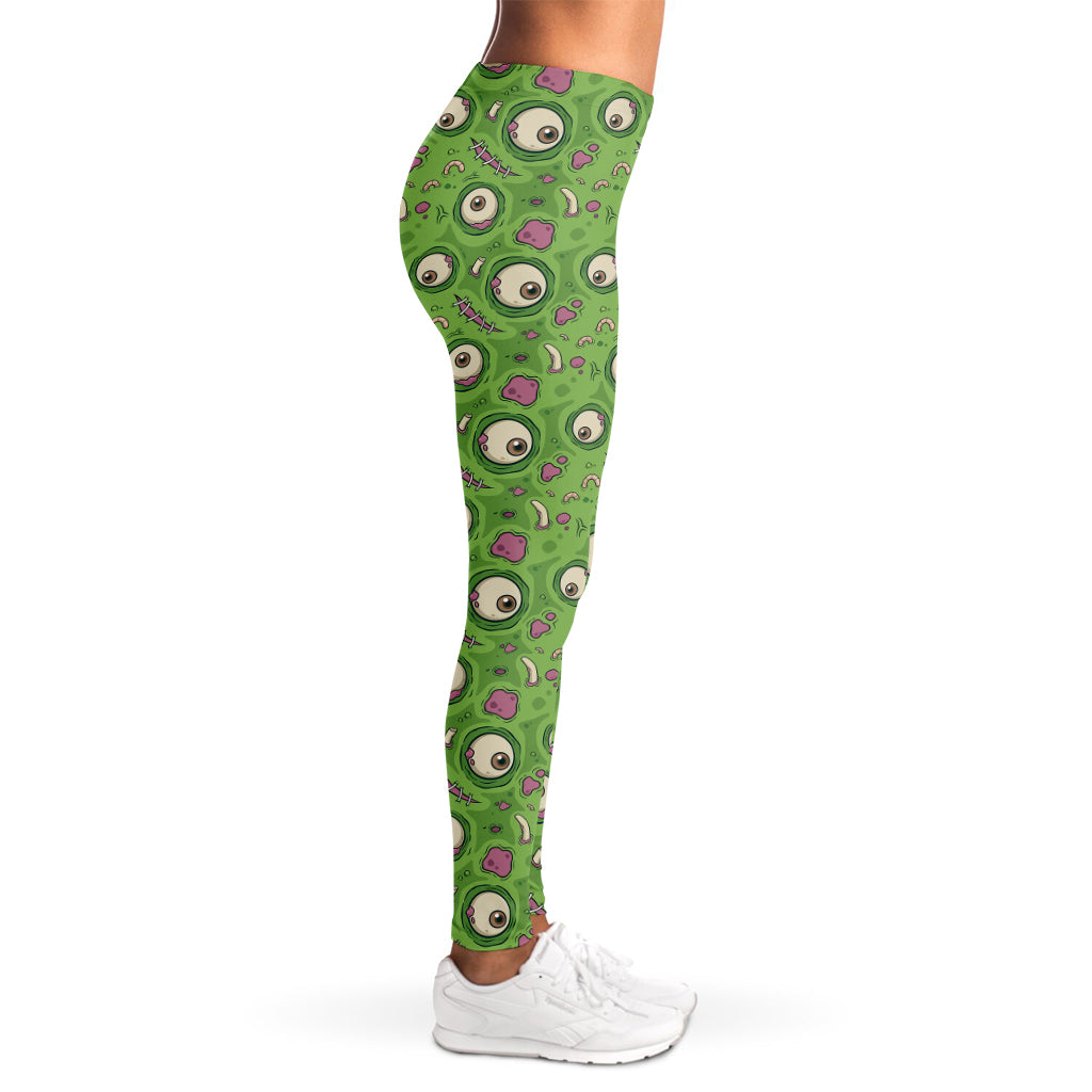 Green Zombie Pattern Print Women's Leggings