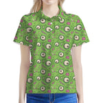 Green Zombie Pattern Print Women's Polo Shirt
