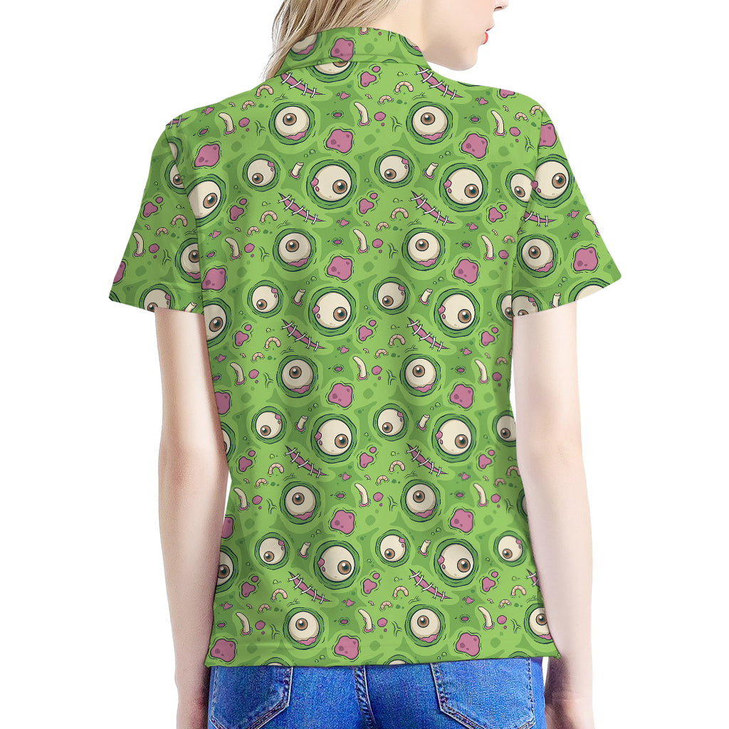 Green Zombie Pattern Print Women's Polo Shirt