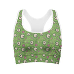 Green Zombie Pattern Print Women's Sports Bra