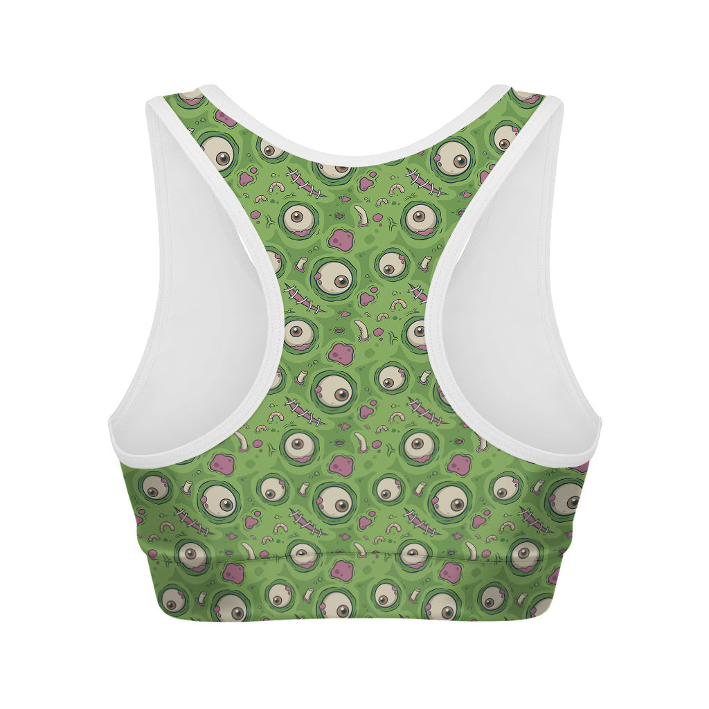 Green Zombie Pattern Print Women's Sports Bra