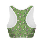 Green Zombie Pattern Print Women's Sports Bra