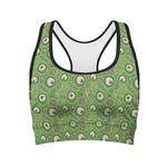 Green Zombie Pattern Print Women's Sports Bra