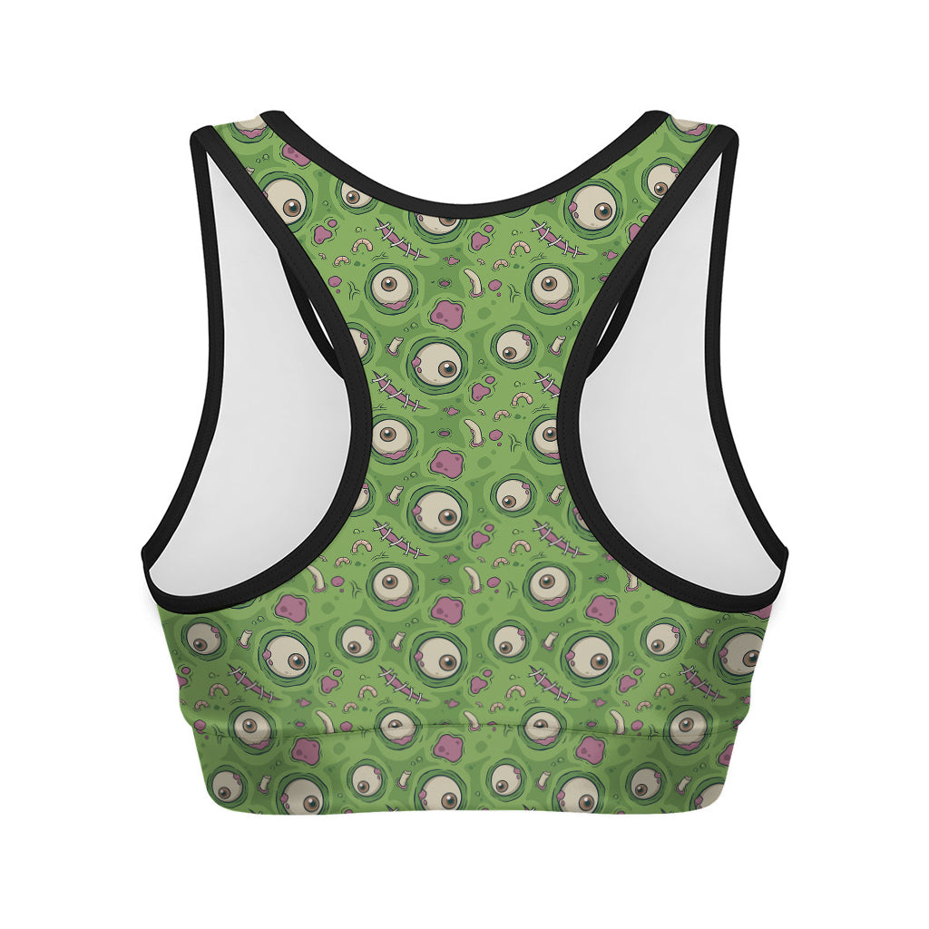 Green Zombie Pattern Print Women's Sports Bra