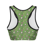 Green Zombie Pattern Print Women's Sports Bra