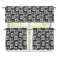 Grey African Adinkra Symbols Print 3 Piece Kitchen Curtains
