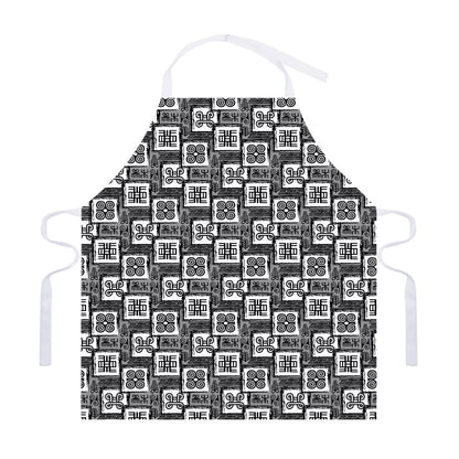 Grey African Adinkra Symbols Print Adjustable Apron