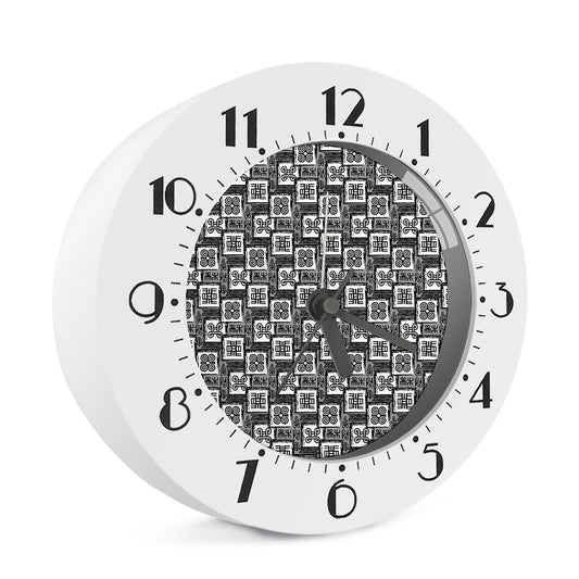 Grey African Adinkra Symbols Print Alarm Clock