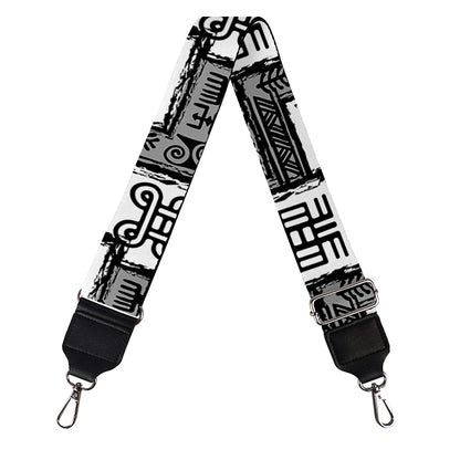 Grey African Adinkra Symbols Print Bag Strap