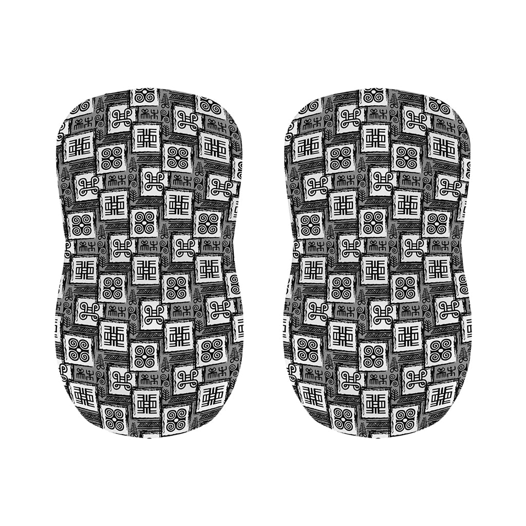 Grey African Adinkra Symbols Print Bar Stool Covers