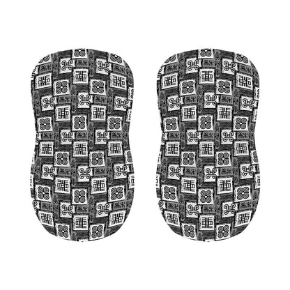 Grey African Adinkra Symbols Print Bar Stool Covers