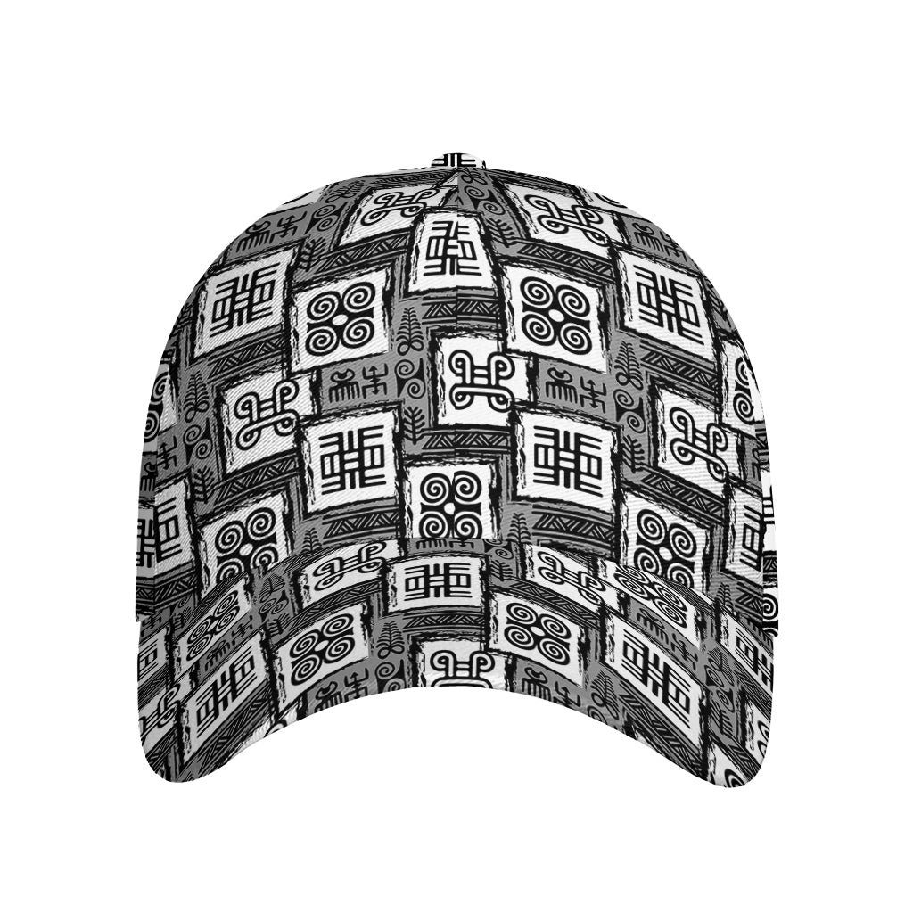 Grey African Adinkra Symbols Print Baseball Cap