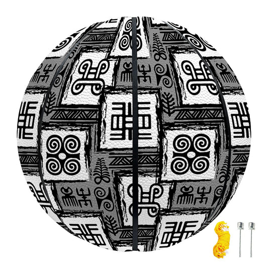 Grey African Adinkra Symbols Print Basketball