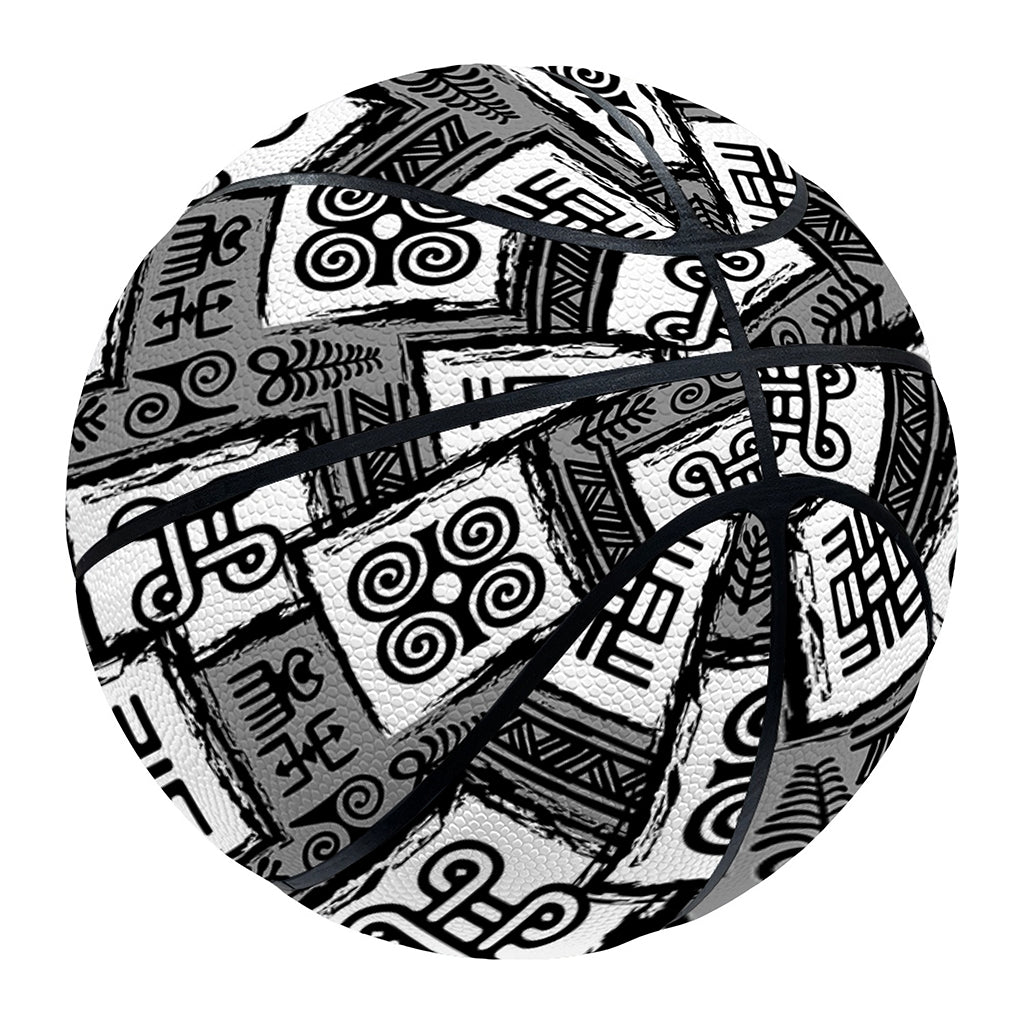 Grey African Adinkra Symbols Print Basketball