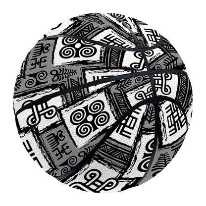 Grey African Adinkra Symbols Print Basketball
