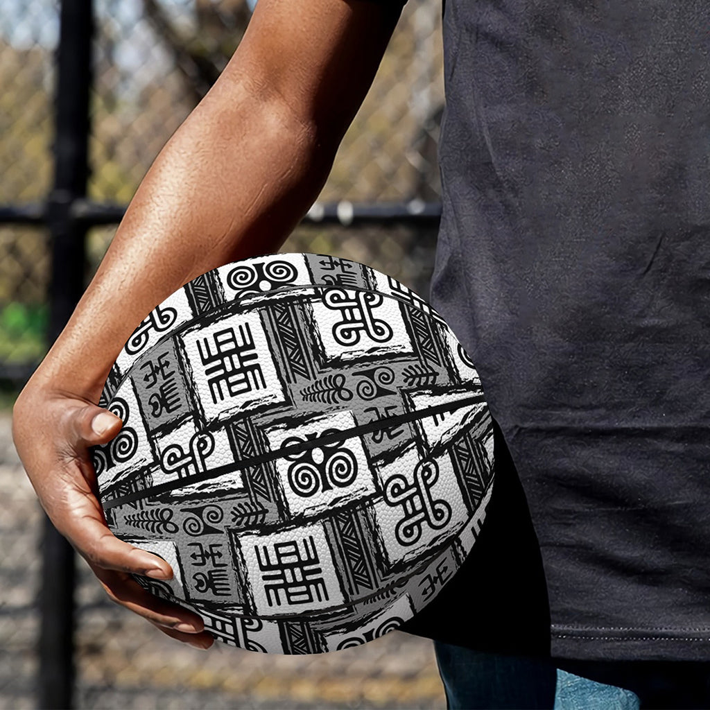 Grey African Adinkra Symbols Print Basketball