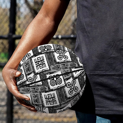 Grey African Adinkra Symbols Print Basketball