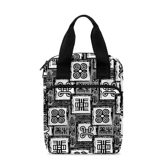 Grey African Adinkra Symbols Print Bible Tote Bag