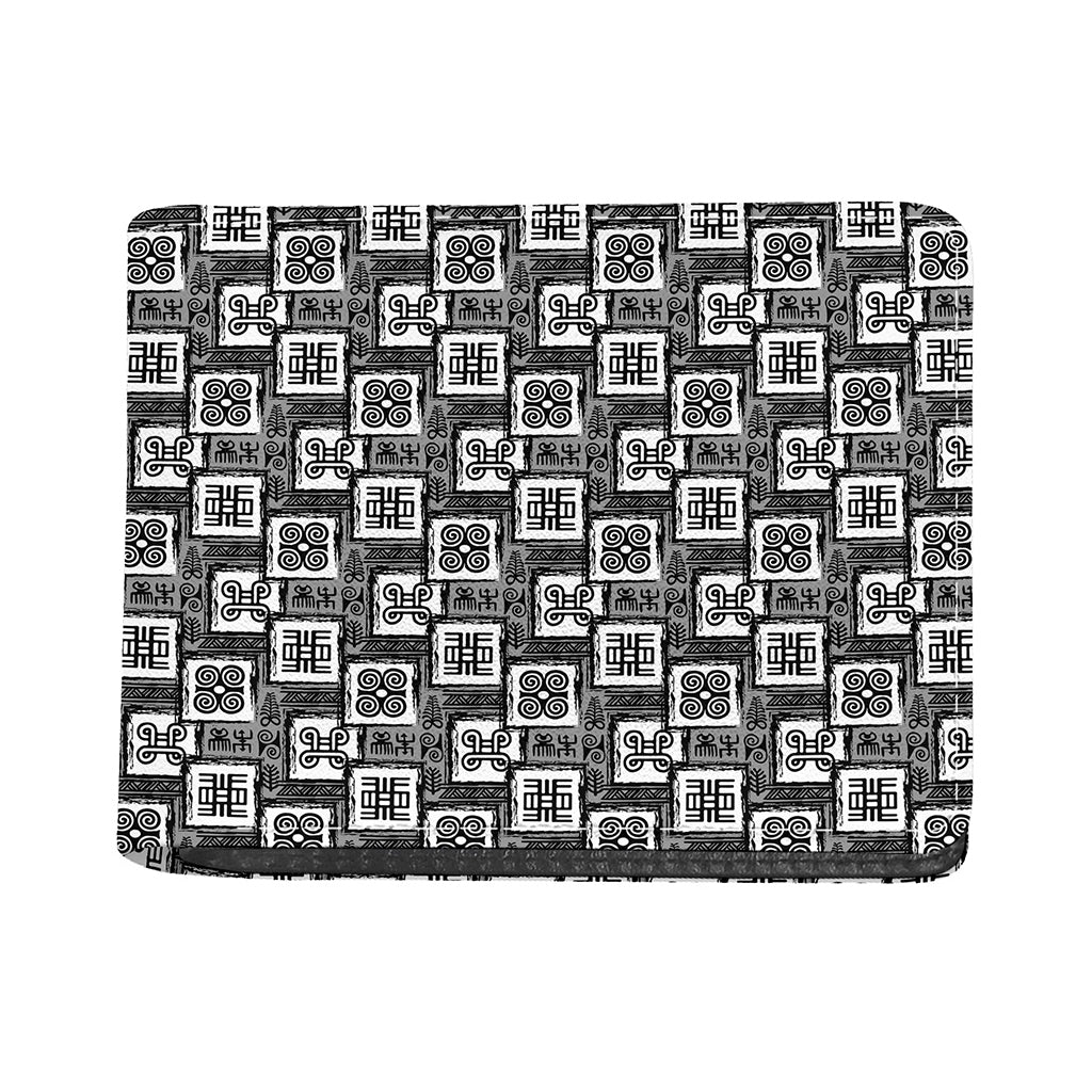 Grey African Adinkra Symbols Print Bifold Wallet