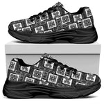 Grey African Adinkra Symbols Print Black Chunky Shoes