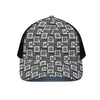 Grey African Adinkra Symbols Print Black Mesh Trucker Cap