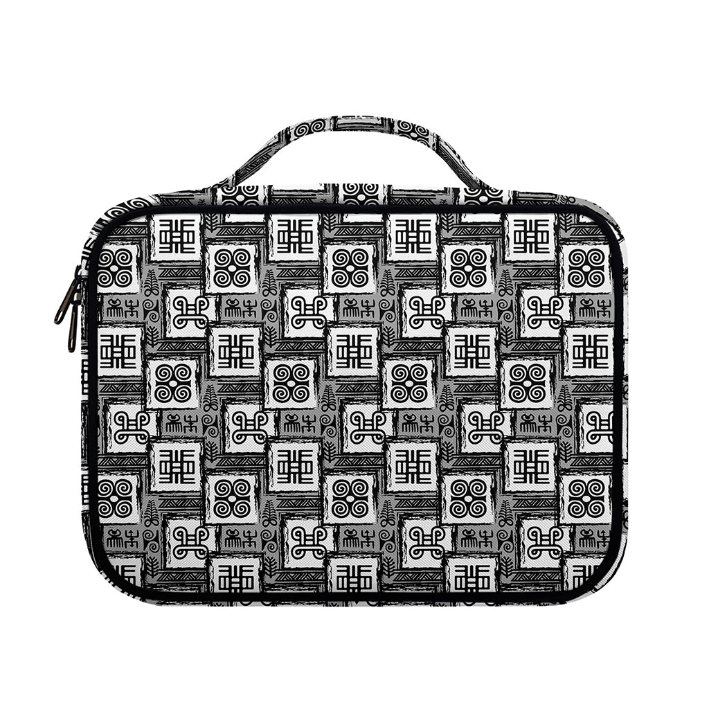 Grey African Adinkra Symbols Print Briefcase Bible Bag
