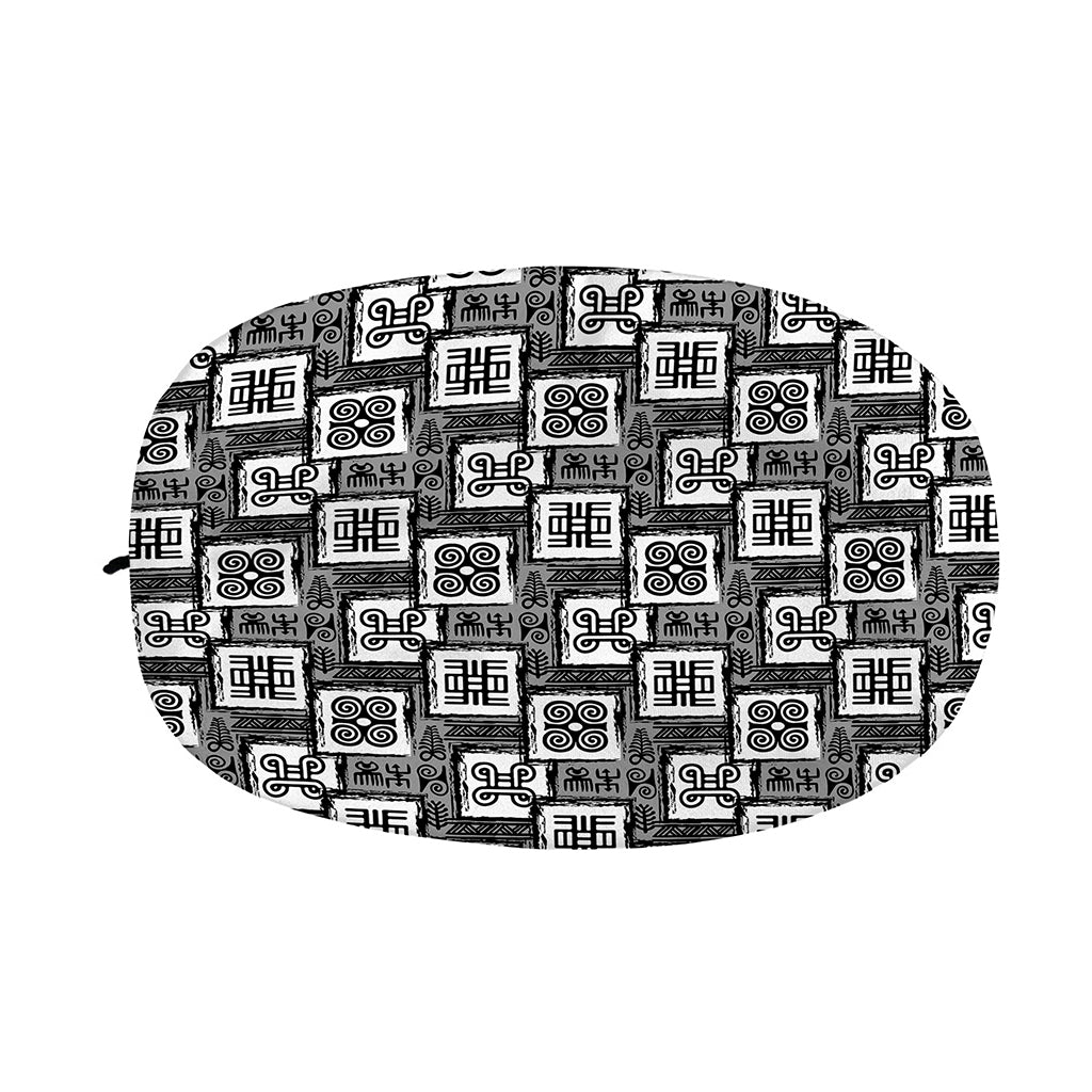 Grey African Adinkra Symbols Print Car Side Mirror Covers