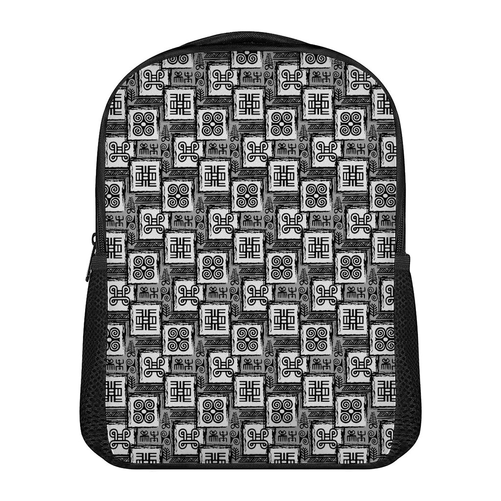 Grey African Adinkra Symbols Print Casual Backpack