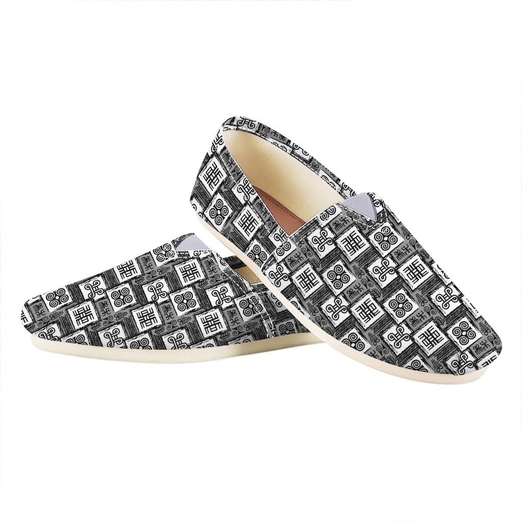 Grey African Adinkra Symbols Print Casual Shoes