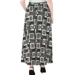 Grey African Adinkra Symbols Print Chiffon Maxi Skirt