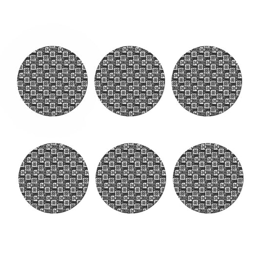 Grey African Adinkra Symbols Print Coaster Set