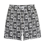 Grey African Adinkra Symbols Print Cotton Shorts