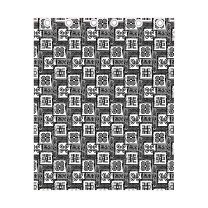 Grey African Adinkra Symbols Print Curtain
