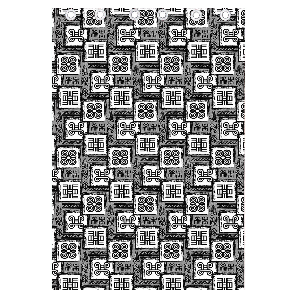 Grey African Adinkra Symbols Print Curtain