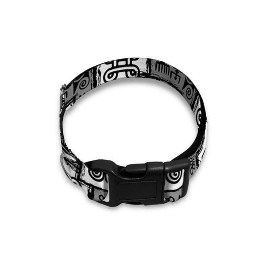 Grey African Adinkra Symbols Print Dog Collar
