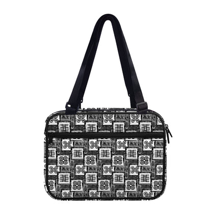 Grey African Adinkra Symbols Print Double Strap Bible Bag
