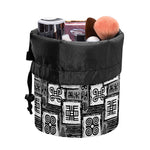 Grey African Adinkra Symbols Print Drawstring Makeup Bag