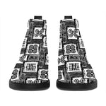 Grey African Adinkra Symbols Print Flat Ankle Boots