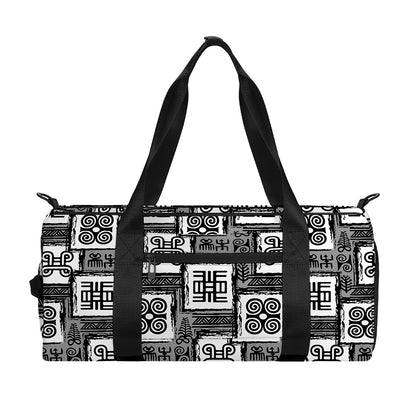 Grey African Adinkra Symbols Print Gym Bag
